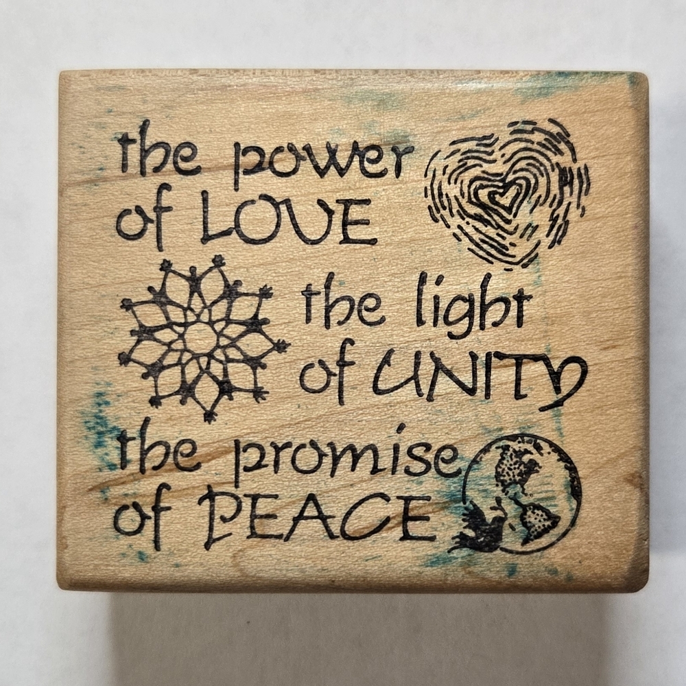 Wood Mounted Craft Stamp With Inspirational Quote - Excellent Condition